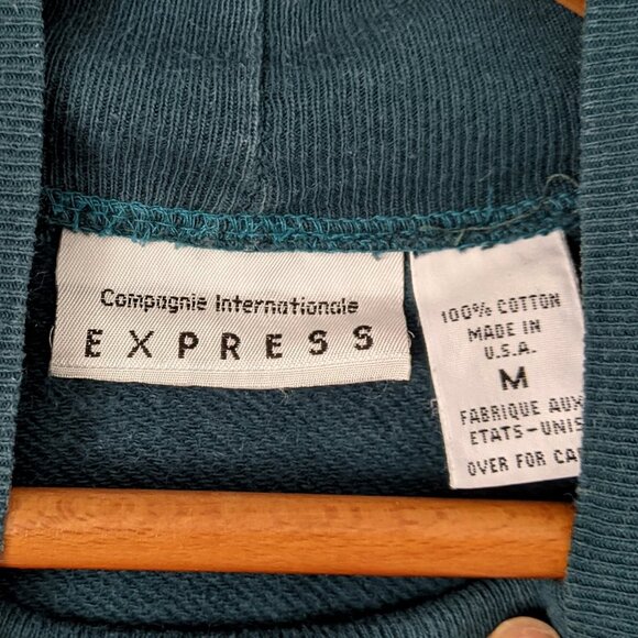 Vintage 90s Green Mock Neck Sweatshirt with Embroidered Tapestry Art 100% Cotton - Picture 10 of 11